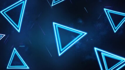 Poster - Futuristic Neon Triangles on Dark Background with Glowing Effects for Modern Design Projects 4k video footage
