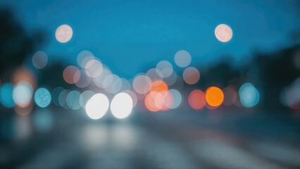 Poster - Artistic photo of out-of-focus streetlights in the dark