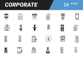 Poster - Corporate Icons Illustration: A curated collection of 24 corporate icons, meticulously designed to represent diverse aspects of business and industry, each a symbol of modern professionalism.