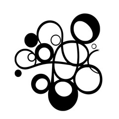 Fototapete - Abstract Circular Design: A bold monochrome illustration featuring interconnected circles and flowing lines, creating a dynamic and visually engaging composition.