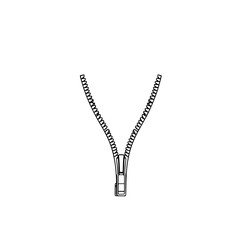 Fototapete - Open Zipper: A simple line art illustration depicts an open zipper, showcasing its teeth and slider against a white background.