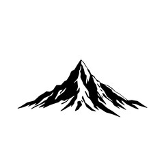 Fototapete - Majestic Mountain Peak: A bold black and white line art illustration depicting a striking mountain peak, showcasing its rugged texture and imposing silhouette against a white backdrop.