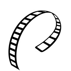 Fototapete - Film Reel Motion: A bold black and white vector illustration of a film reel curving dynamically, showcasing its classic design in a modern style.