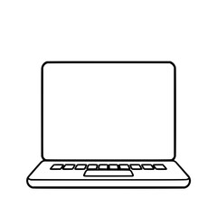 Fototapete - Laptop Line Art: A simple, black and white line art illustration of a laptop computer, showcasing its clean design and minimalist aesthetic.