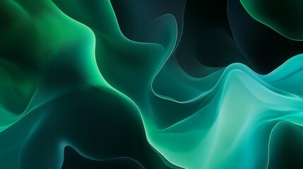 Abstract green flowing wave design. Dynamic backdrop for digital graphic art projects