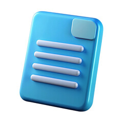 Poster - 3d rendered blue document icon with rounded edges on a black background for business or design