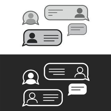 Chat Bubbles with User Icons in Light and Dark Mode Design