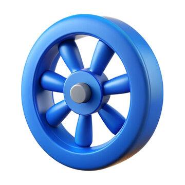3d rendered blue wheel with gray center on a black background isolated graphic