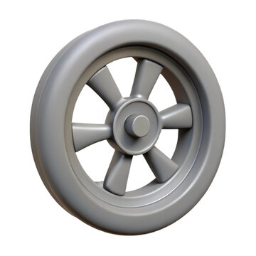 3d rendered grey cart wheel illustration isolated on black background for design projects
