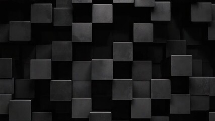 Poster - Abstract black geometric blocks arrangement creating a textured modern background for design or artistic projects 4k video footage