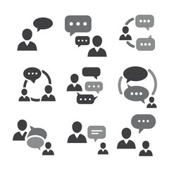 Poster - Communication and collaboration icons representing people talking and exchanging ideas