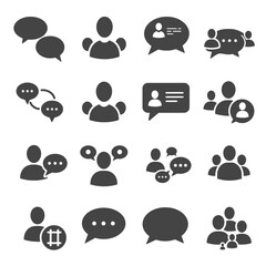 Poster - Communication and Social Interaction Vector Icon Set for Web and Print Design