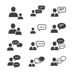 Poster - Communication and Collaboration Icons People Talking with Speech Bubbles Vector Illustration