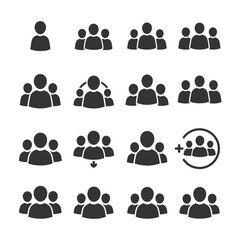 Poster - People Group Icons Set Teamwork Community Social Network Crowd Leadership and Connection