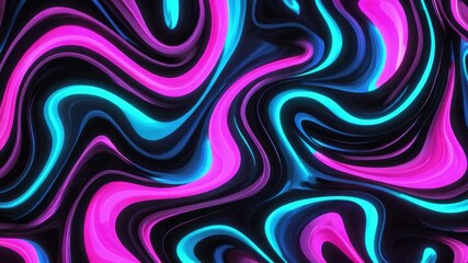 Poster - Vibrant Abstract Background with Fluid Swirls of Neon Pink and Blue on Dark Surface for Creative Projects 4k video footage