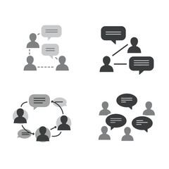 Poster - Communication and Collaboration Network Icons Representing Teamwork and Social Interaction