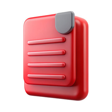 Stylized 3d rendering of a red file folder with gray binder clip on black background
