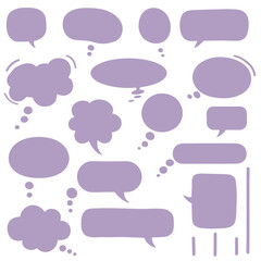 Poster - Hand drawn speech bubbles and thought clouds in light purple color