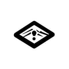 Poster - Map Marker Icon with Exclamation Mark Representing Warning Alert or Important Location Symbol