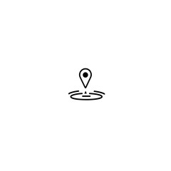 Poster - Location Pin Icon with Water Reflection Effect Showing Puddle Shadow in Vector Map Design