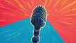 © Mr Isharyanto - Retro microphone against vibrant background. Possible stock photo use music, podcast