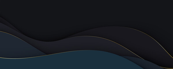 Poster - Black background with abstract wave design and modern vector pattern