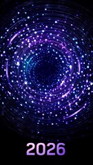 Aufkleber - Luminous light trails spiraling, converging at central point, generating dynamic motion graphic design for celebrating upcoming new year festivities