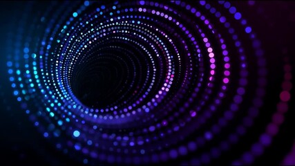 Poster - Vibrant particles swirling, generating luminous tunnel trajectory, crafting dynamic digital environment representing technological innovation and abstract visual design