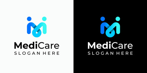 Aufkleber - Vector logo design of two people shaking hands connection in modern, simple, clean and abstract style. An icon for business, healthcare, coaching, and personal branding.