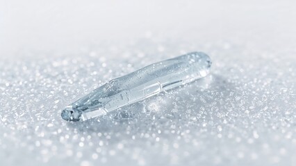Wall Mural - frozen icicle resting on pristine snow. the elegance of simplicity. detailed snow and ice textures. 