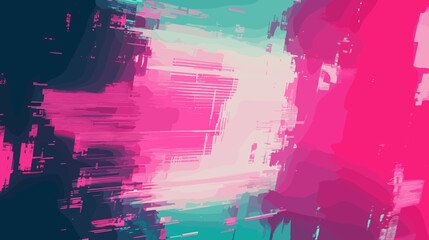 Poster - Abstract glitch vector background in vibrant pink and teal colors  