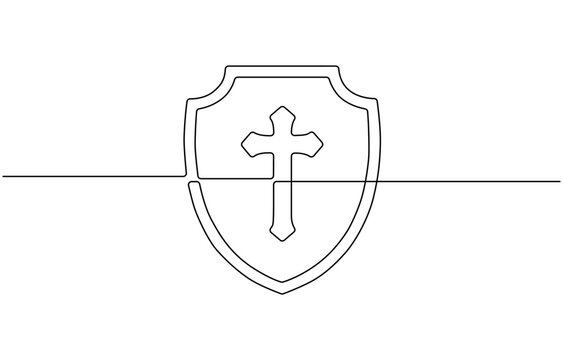 One Continuous Line Drawing of Holy Bible Icon, Continuous Line Drawing of Christianity Icon. Single Line Vector Illustration, Christ continuous one line.