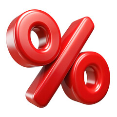 Poster - 3d red percentage symbol isolated on transparent background