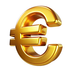 Poster - 3d golden euro symbol isolated on transparent background