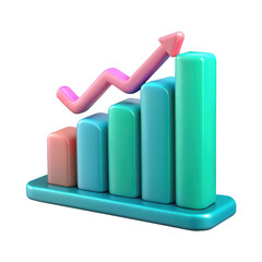 Poster - 3d growth chart with upward arrow isolated on transparent background