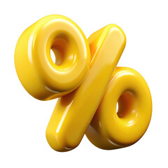 Poster - 3d yellow percentage symbol isolated on transparent background