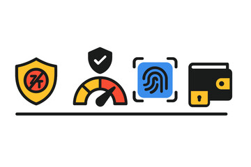 Poster - Security icons display commitment to online protection and user privacy for digital interactions and transactions