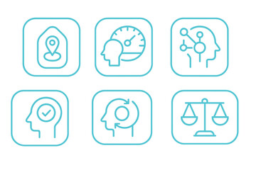 Poster - Visual representation of various concepts related to mental processes and data analysis in a modern design format
