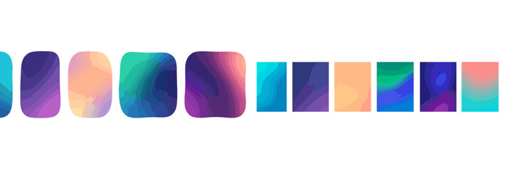 Poster - Vibrant abstract color gradients showcasing smooth transitions and fluid shapes in an artistic display on a white background