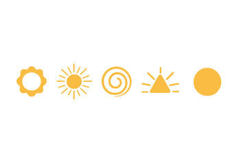 Poster - Yellow symbols representing sun, warmth, and energy in a minimalist design