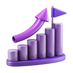 Poster - 3d growth chart with upward arrow and flag isolated on transparent background