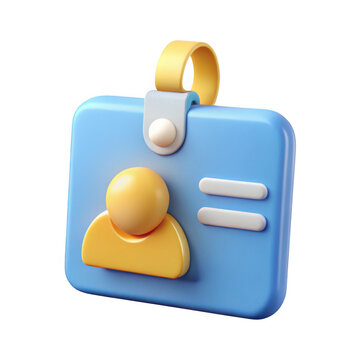 3d id card badge with person icon isolated on transparent background