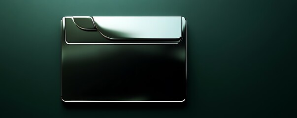 Leinwandbilder - A polished metallic folder icon with deep shadows, isolated on a sleek dark green background