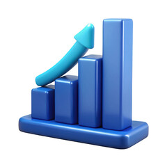 Poster - 3d growth chart with upward arrow isolated on transparent background