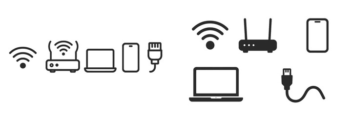 Poster - Wireless technology icons representing connectivity devices and networking solutions in a digital landscape