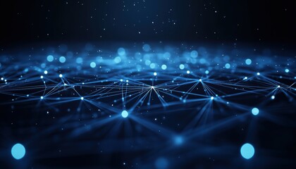 Poster - Digital Generated Image Of A Network Of Connections And Lights Against A Blue And Black Background In The Cosmos
