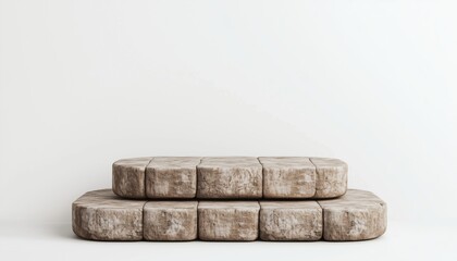 Poster - Stylish Brick Podium With Product Display Area. Elegant Platform Piled With Empty Stones For Product Presentation, Featuring Customization Space.