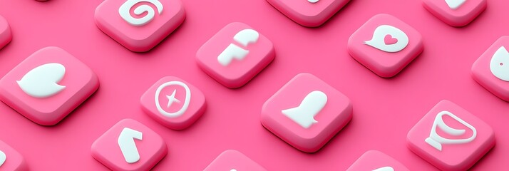 Leinwandbilder - Detailed 3D vector icon for social media interactions on a solid fuchsia background