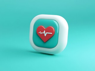 Leinwandbilder - High-detail 3D vector icon for health and fitness tracking apps on a teal background
