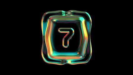 Poster - Number 7 Glowing With Holographic Colors Against A Black Background